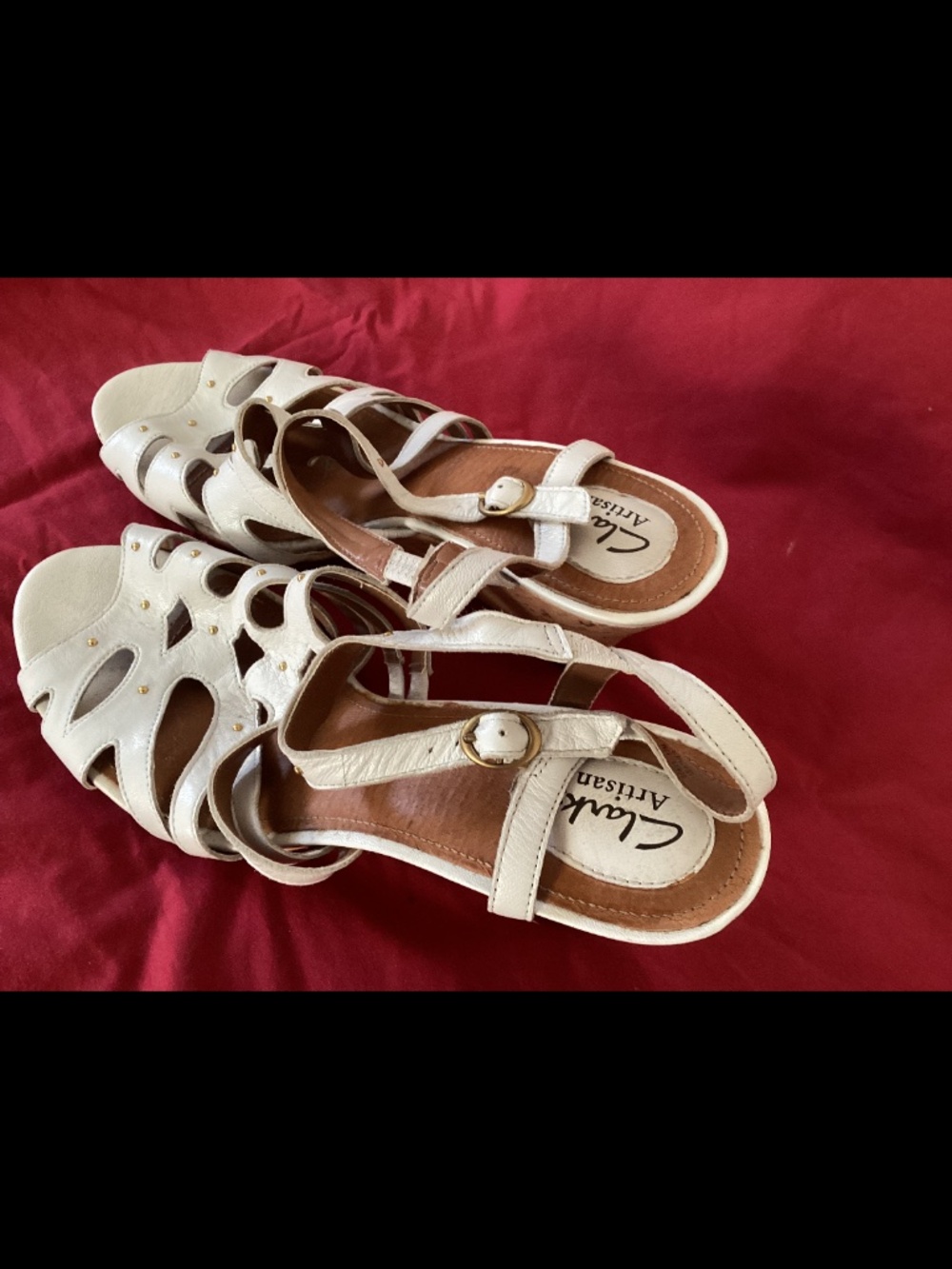 Clark’s / Leather / White Wedge Sandal